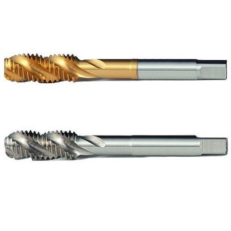 High-Performance Spiral Tapping Tools for Metric Coarse Threads - Two high-performance spiral tapping tools from LV Tool, showcasing different coatings for metric coarse thread applications.